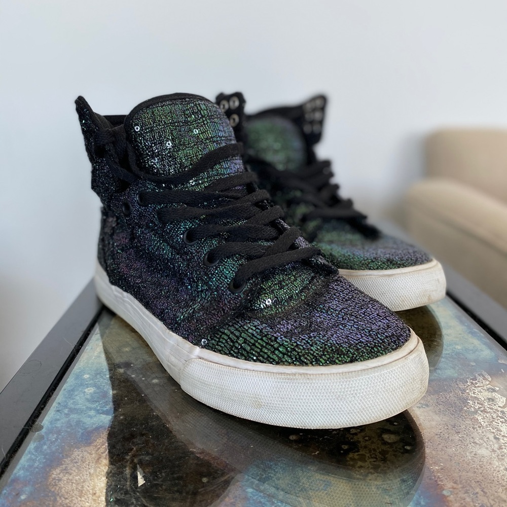 Iridescent Sequin Supra Skytop Sneaker Shoes
